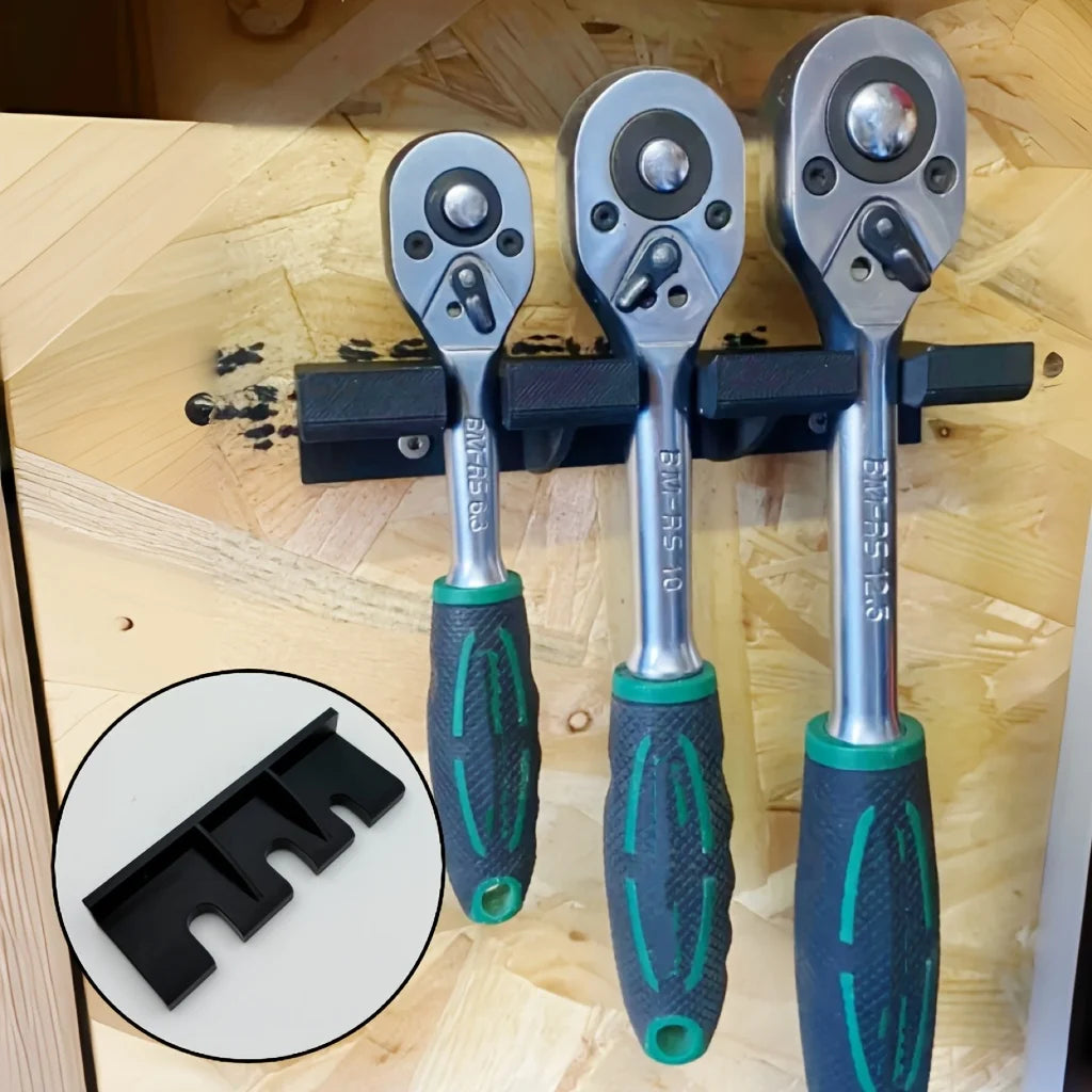 Ratchet Wrench Storage Rack, Ratchet Wrench Tool Organizer / Wall-Mounted Rack / Convenient to Access (Without Screws)