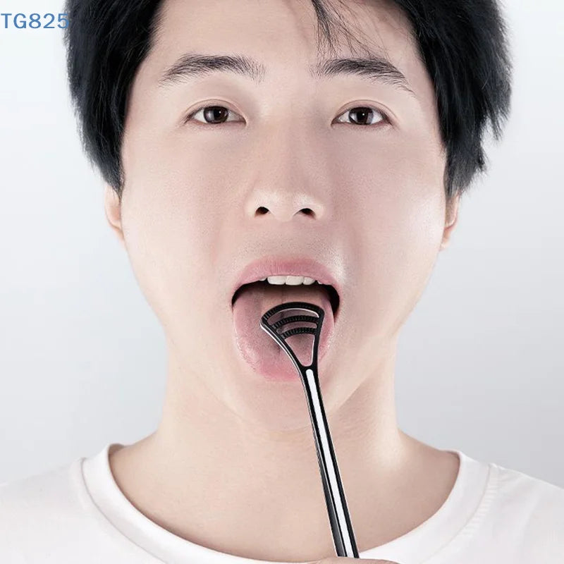 【AN】Dual Uses Tongue Scraper Cleaners Reusable Oral Health Cleaning Brush Hygiene Care Toothbrush Mouth Fresh Breath Scraping