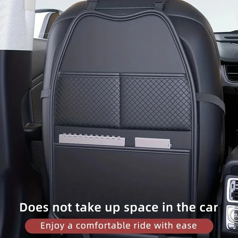 PU Leather Car Seat Kick Proof Pad with Pockets Multi-functional Tablet Holder Auto Seat Back Protection Cover for Kids