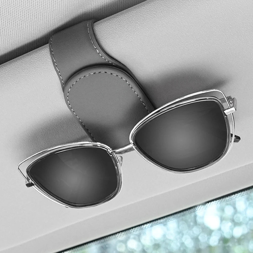 Magnetic Leather Eyeglass Clip Auto Sun Visor Glasses Storage Sunglasses Card Ticket Holder Stand Car Interior Accessories
