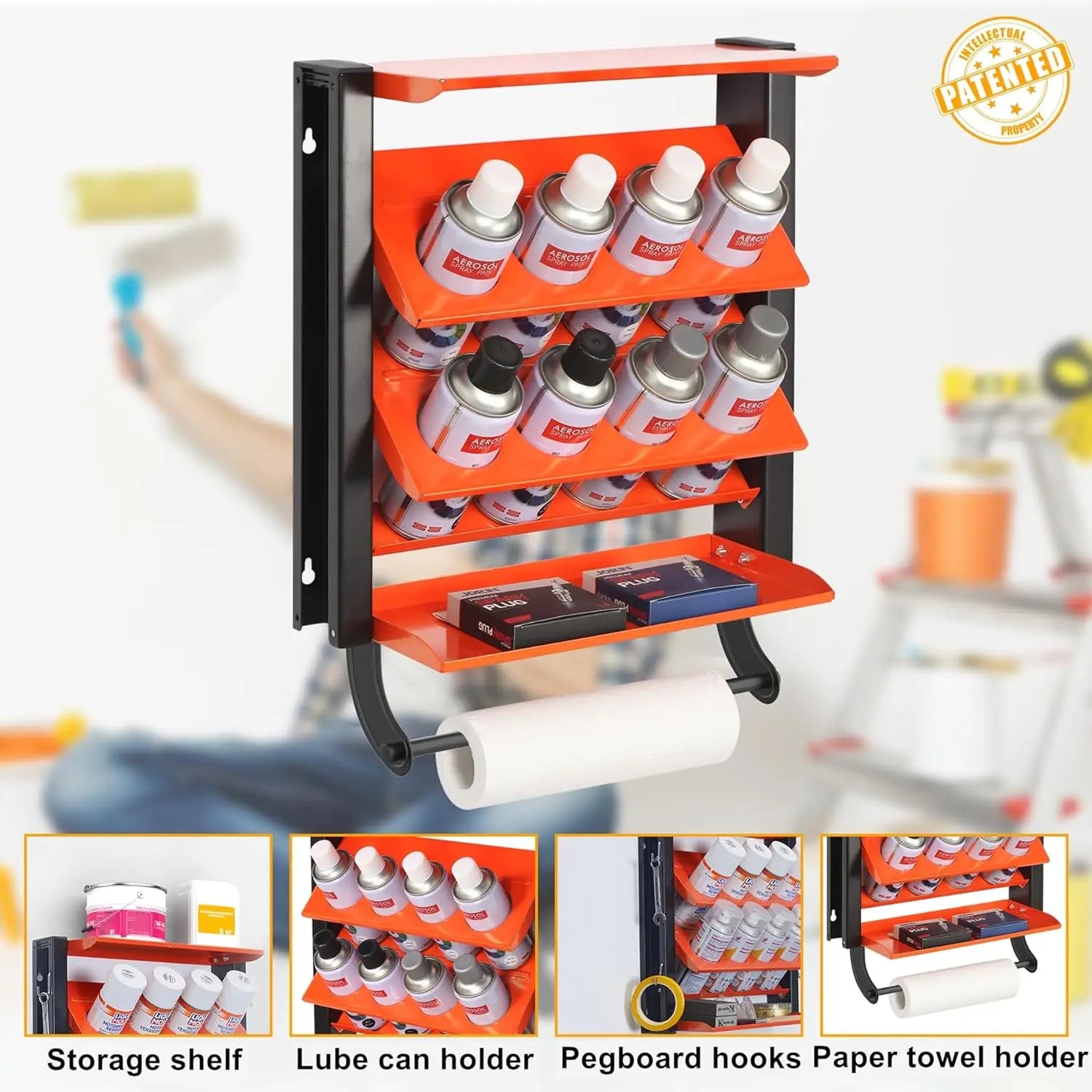 Spray Can Tool organizer Rack 3 Layers Wall Mount Heavy Duty Tool Shelf Spray Bottle Holder Workshop Garage Storage Tool Cabinet