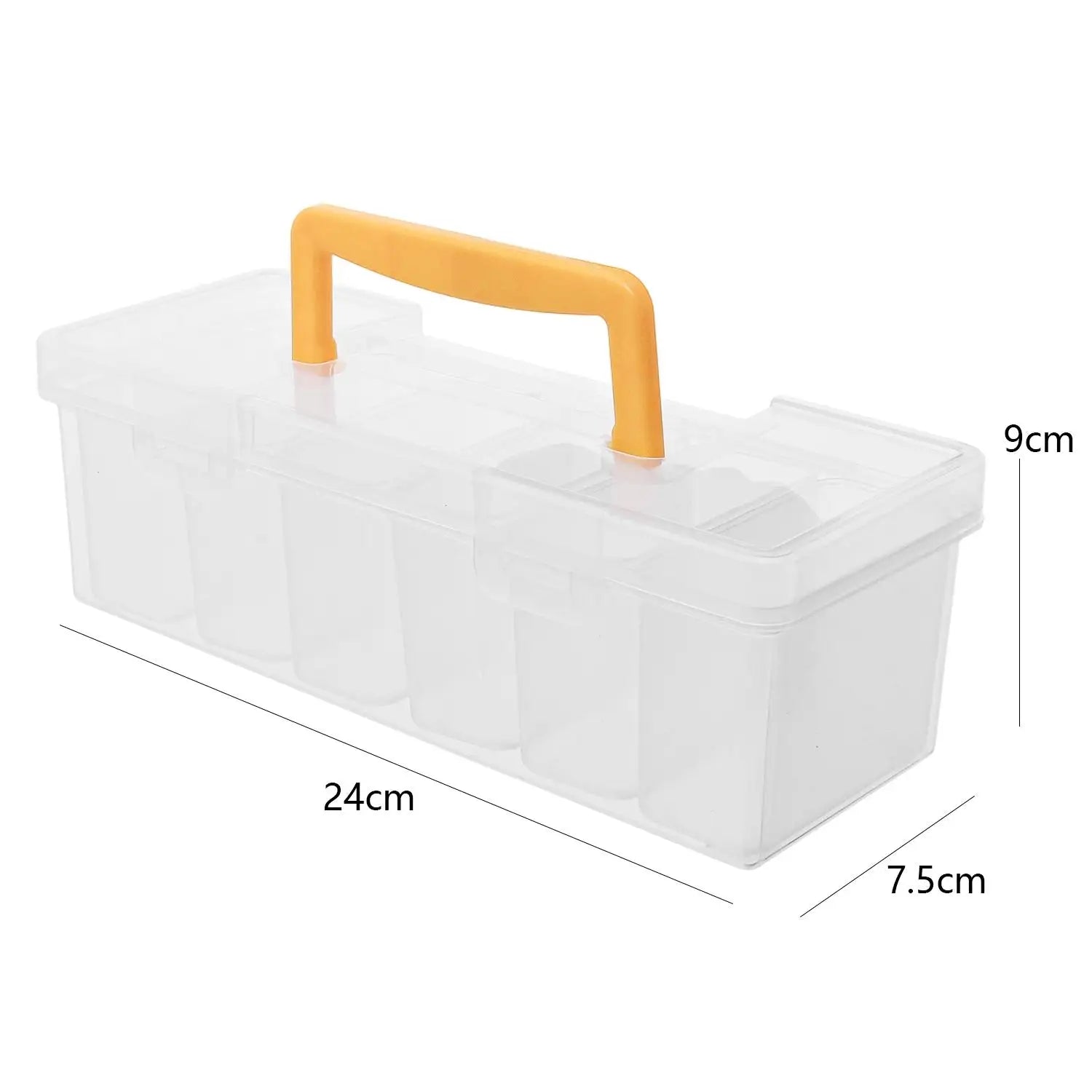 Transparent Rectangular Parts Storage Box Organizer with 6 Removable Bins Multi-functional Household Hardware Organizer Tool