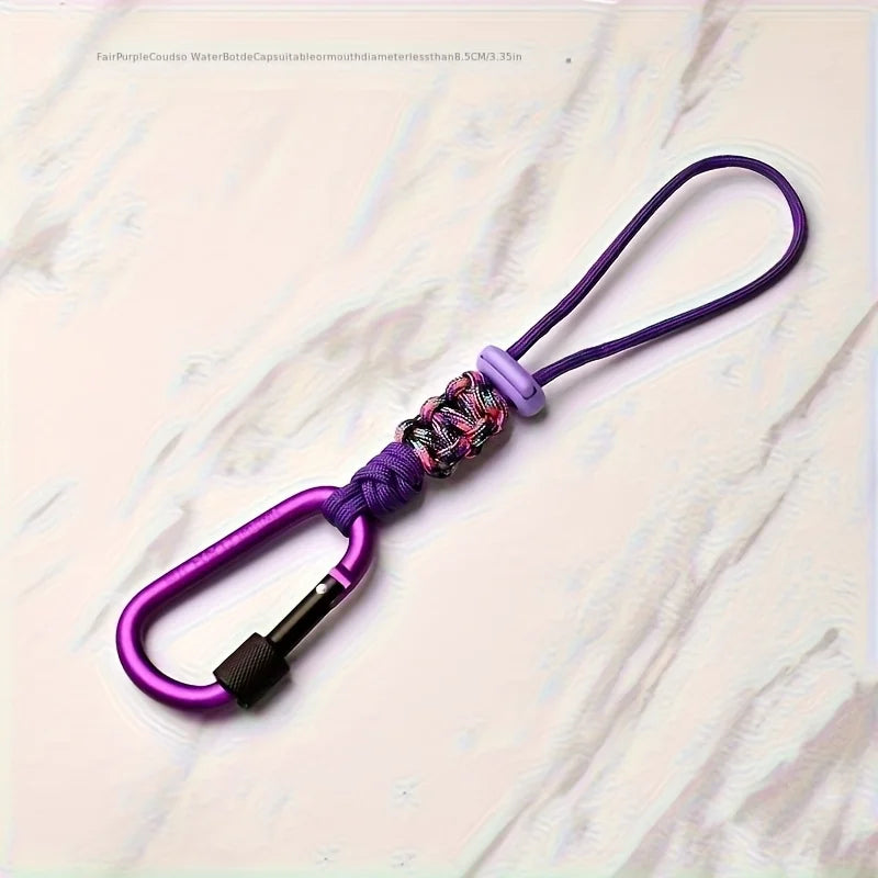 1PC Outdoor Water Bottle Holder Paracord Hook Hiking Backpack Cup Carrier Hand Woven Lanyard Carabiner Accessory Camping Gear