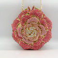 Luxury Rose Shape Diamond Rhinestone Clutch Bag Hollow Metal Banquet Wedding Handbag Women Evening Bag