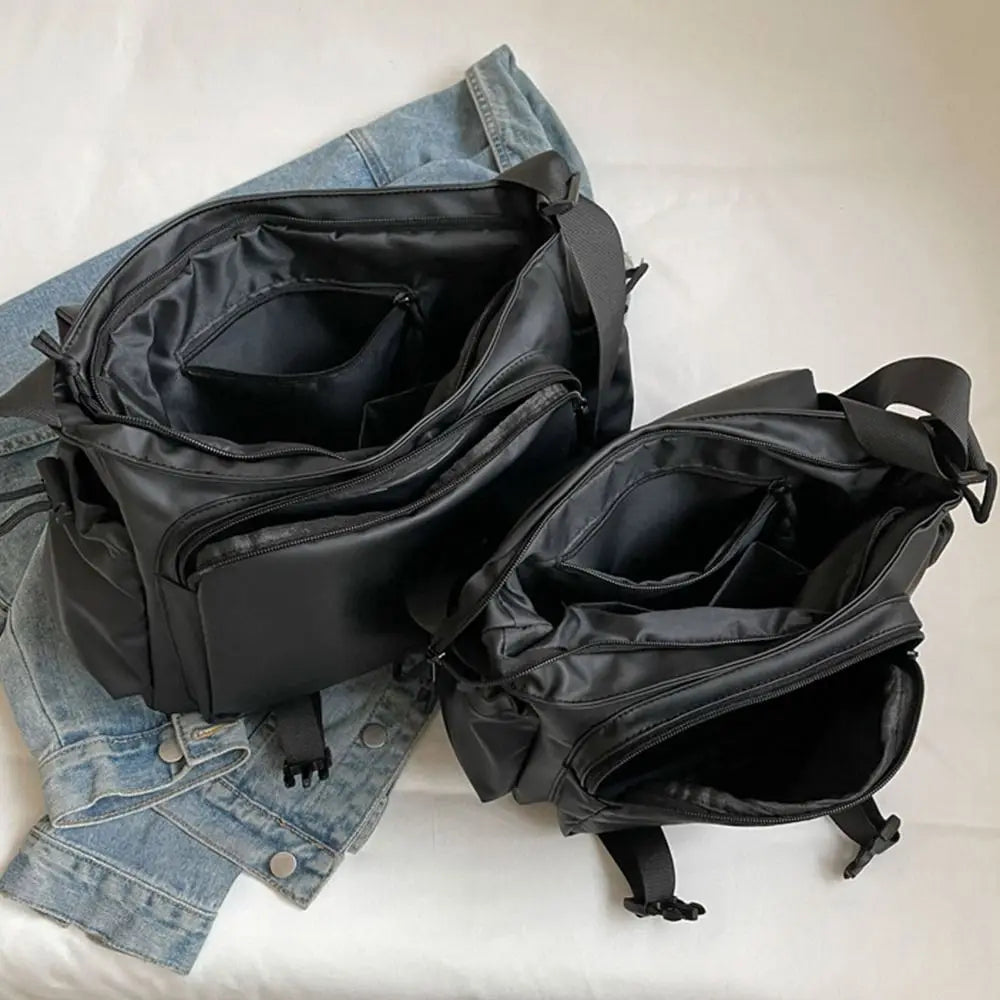 Solid Color Nylon Crossbody Bag Waterproof Large Capacity Shoulder Bag Oxford Cloth Multifunctional Messenger Bag Camping