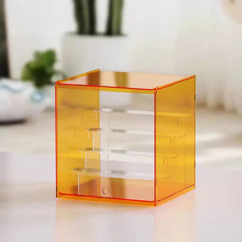 Orange Transparent Acrylic Storage Boxes, Transparent Ladder Display Cases Toys, Car Models, Souvenirs Storage Display Cabinet
