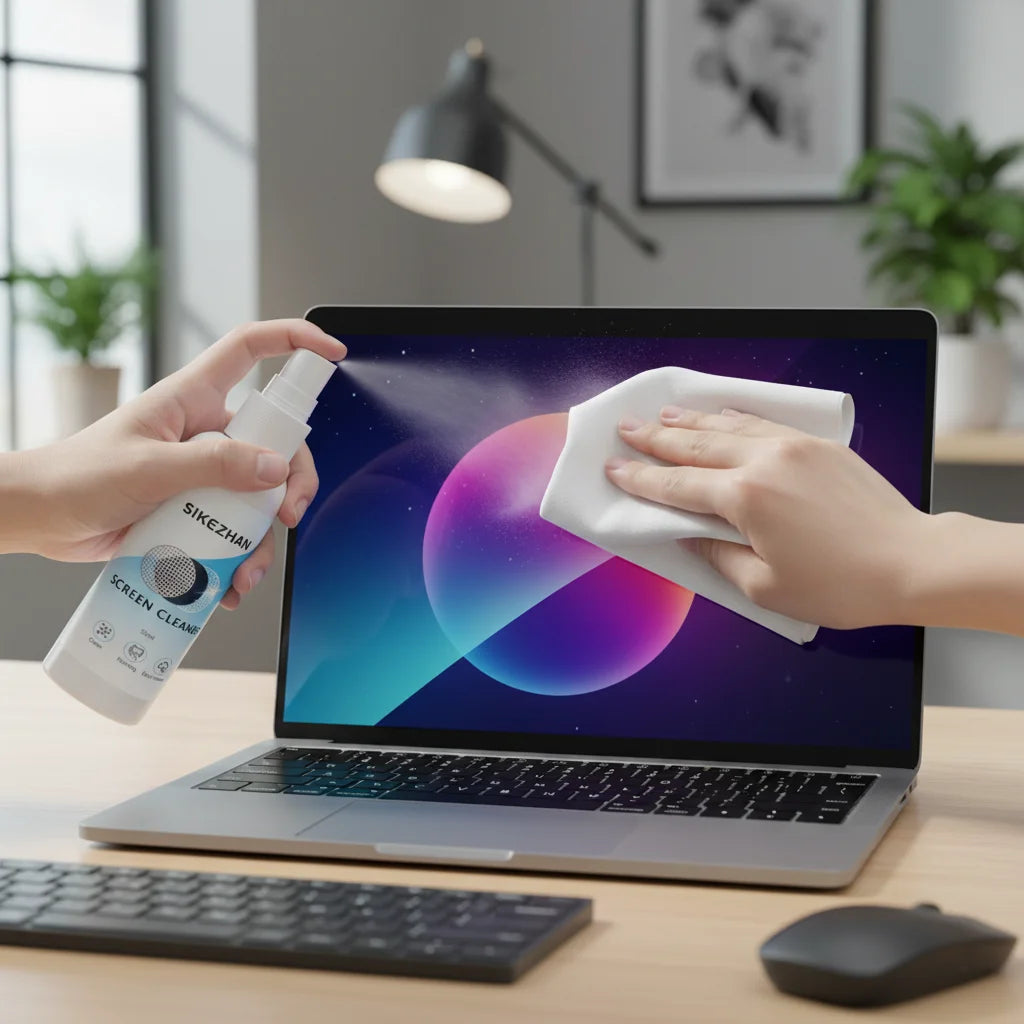 Screen Cleaner Spray + Polishing Cloth Set 50ml, Streak‑Free for Phone/Tablet/Laptop/Monitor, Removes Fingerprints, Oil & Dust
