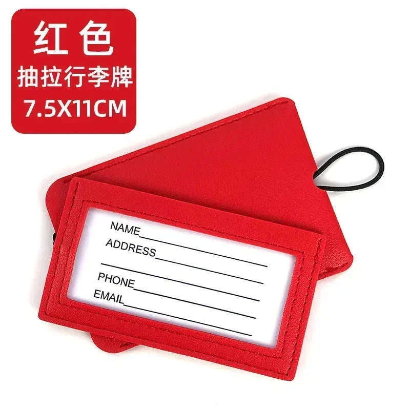 Fashion Women Solid Color Suitcase Luggage Tags ID Address Holder Baggage Label Leather Portable Label Travel Accessories