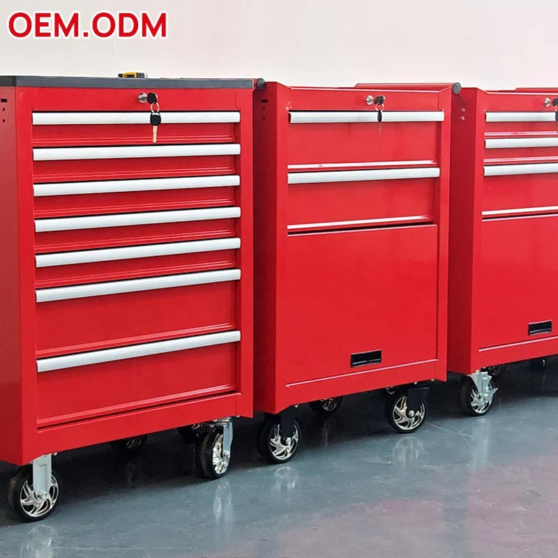 OEM Wholesale Workshop Tool Cart 7 Drawer Tool Trolley Cabinet With Casters For Garage Warehouse Workshop
