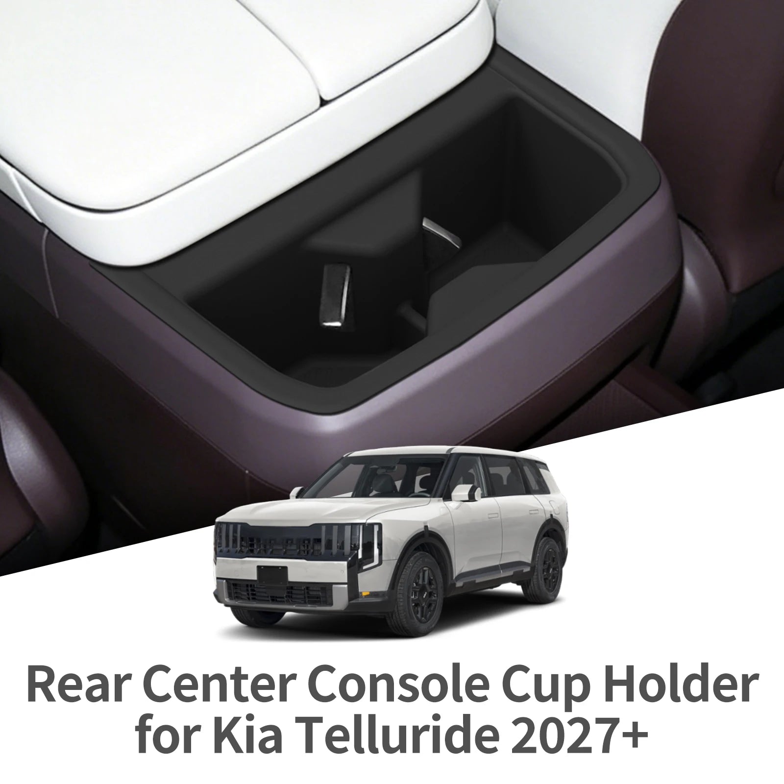 for Kia Telluride 2027 Center Console Water Cup Holder Drinks Storage Box Silicone Tray Car Interior Accessories Black