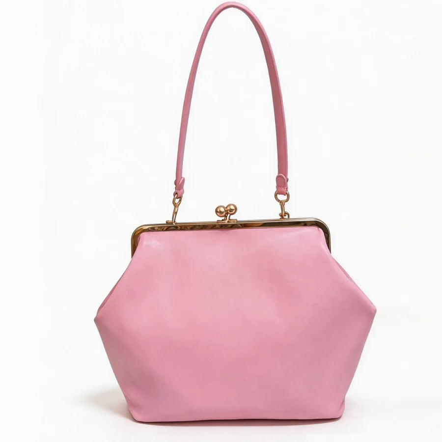 Fashion Large Kisslock Clip Shell Clutch Bag  Designer Women Handbags Luxury Soft Pu Leather Shoulder Bags Elegant Party Bag2026