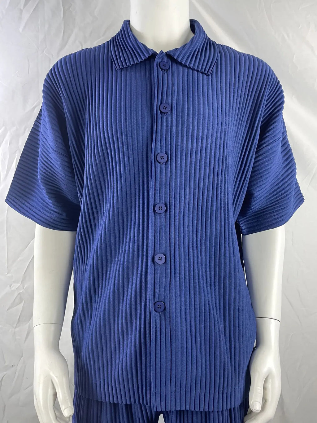 Miyake Pleated Short Sleeve Shirt Men's 2026 Classic Pleats Top Short Sleeve Summer Loose Plisse Jacket Loose Plus Size Fold Top
