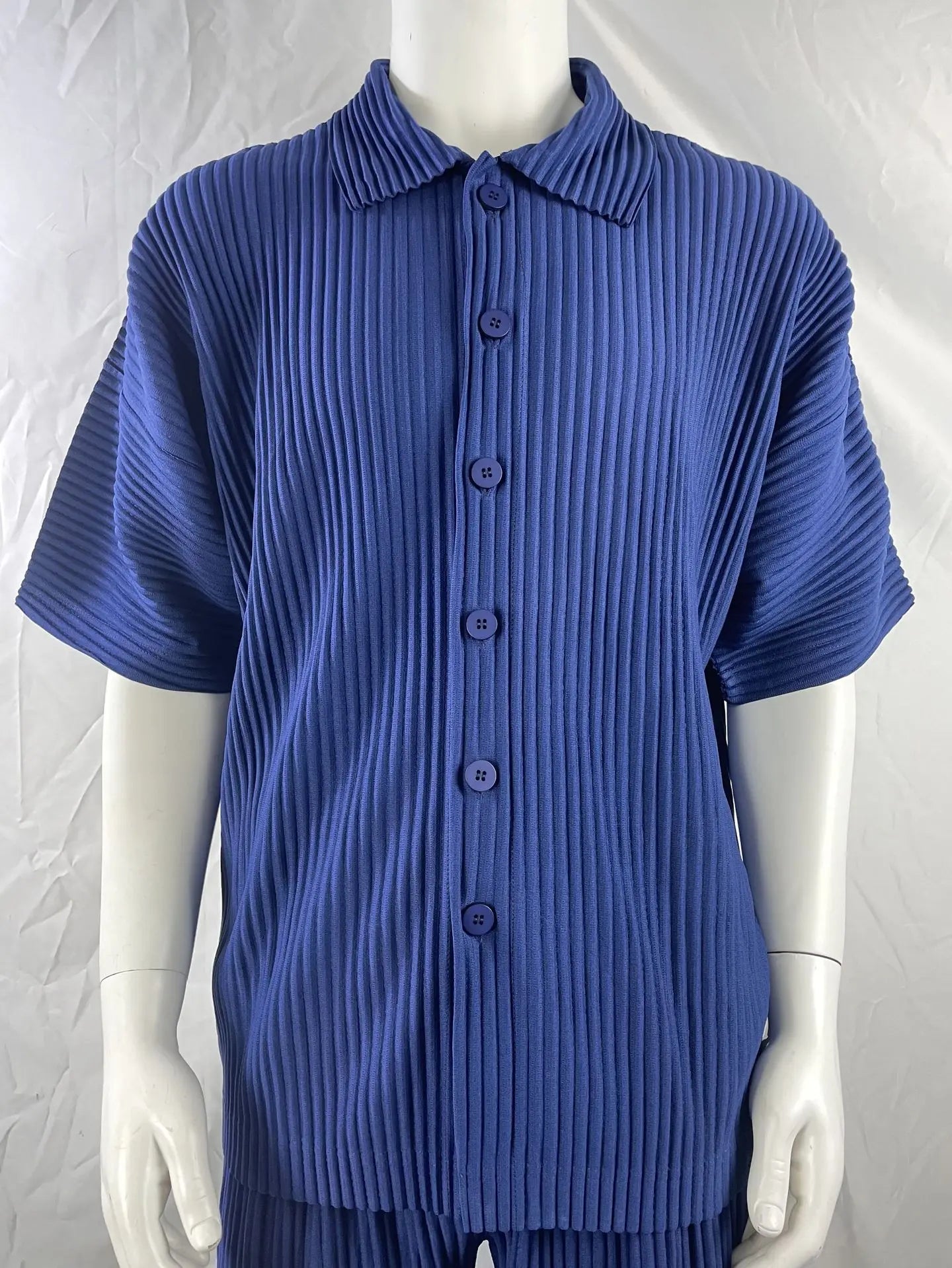 Miyake Pleated Short Sleeve Shirt Men's 2026 Classic Pleats Top Short Sleeve Summer Loose Plisse Jacket Loose Plus Size Fold Top