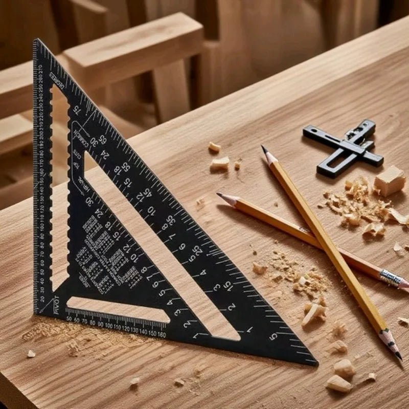 Triangle Angle Ruler 12 inch Metric Aluminum Alloy Angle Protractor Triangular Measuring Ruler Woodwork Speed Square Triangle