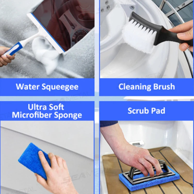 SEAMETAL 13pcs Car Washing Tool Kit Cleaning Brush/Drying Towel/Glove/Foam Sponge/Foldable Bucket Car Wash Care Maintenance Set
