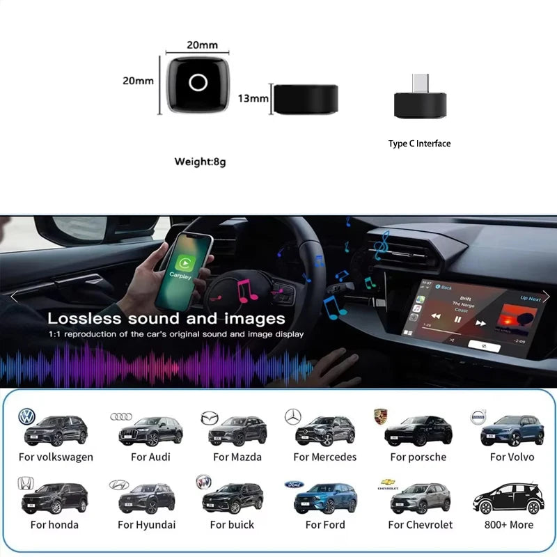 Skilldrive 2026 Upgraded Wireless CarPlay Adapter Wireless Android Auto AI Smart Box Intelligent Systems for Wired CarPlay Car