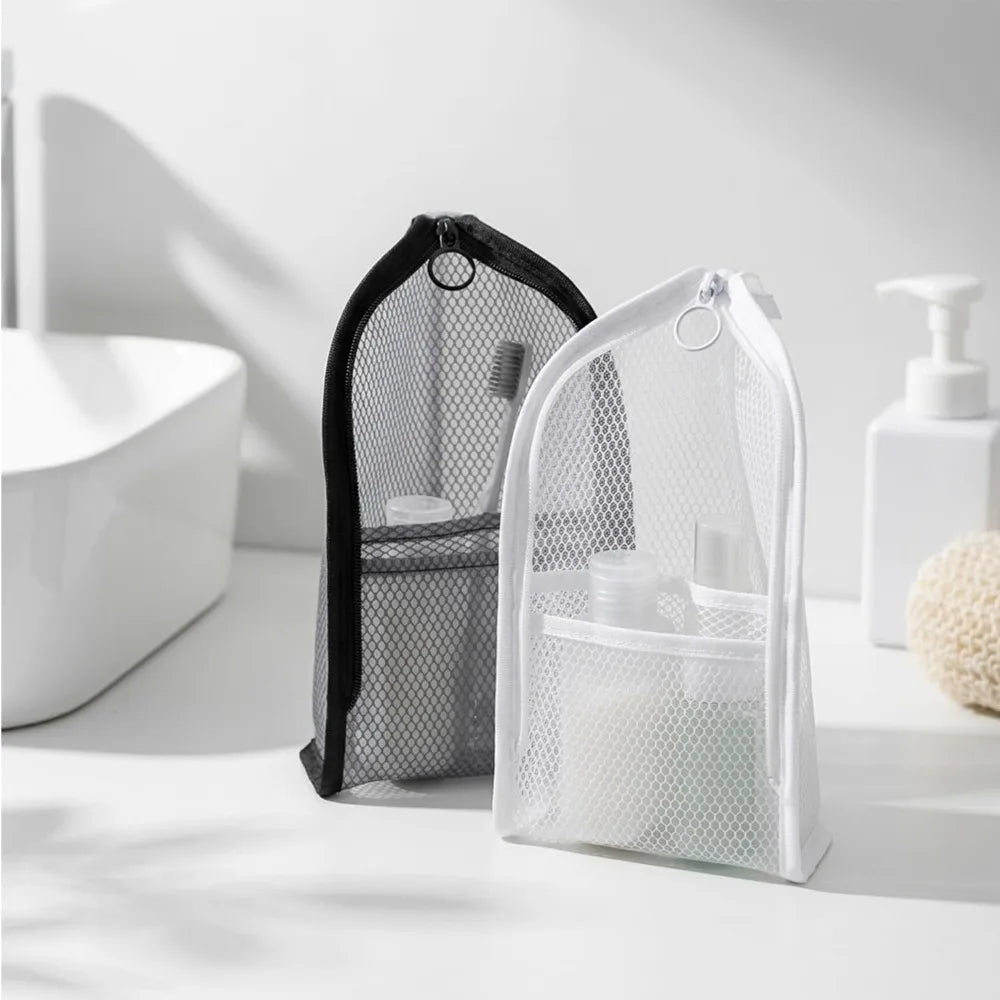 Standing Mesh Toiletry Bag Breathable Quick Dry Toothbrush Case Anti Mold Cosmetic Organizer For Travel College Dorm Gym Shower