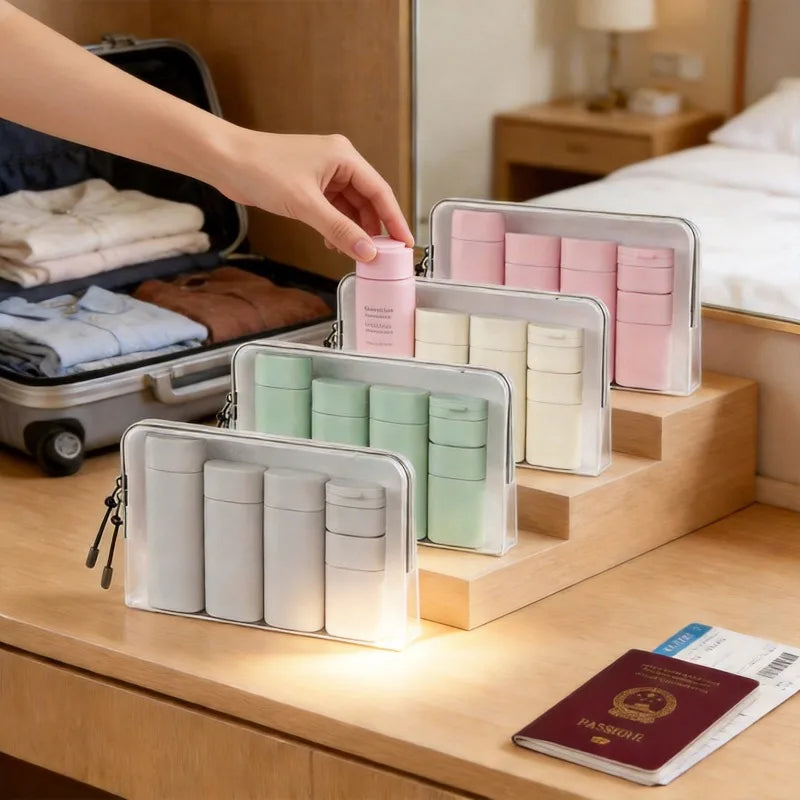 5pcs Multiple Colors Portable Soft Touch Cream Travel Dispenser Bottles Set for Lotion Cleanser Shampoo Refillable Bottles
