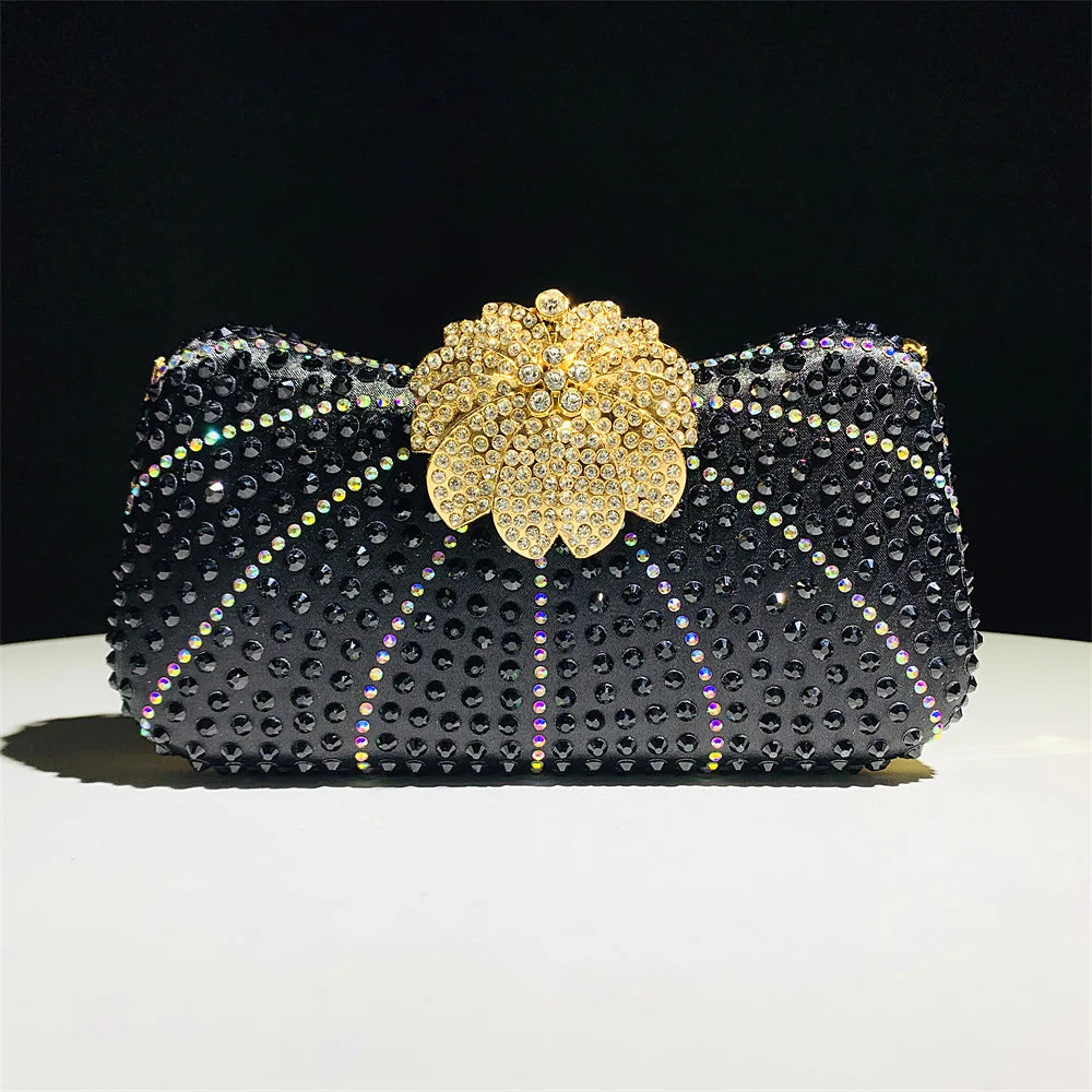 Shiny Rhinestone Evening Dress Wallet Crystal Diamond Women's Handbag Fashion Banquet Wedding Chain Shoulder Money Bag