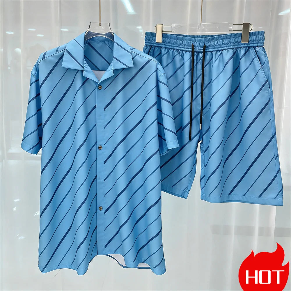 3D Graphics Printed men's Set Fashion two-piece Shorts Set high-quality Summer Short Sleeved Shirt Unisex Shirt Set Home Pajamas