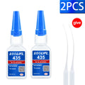 435 Extra Strong Super Glue Instant Quick-Drying Cyanoacrylate Adhesive for Leather Rubber Wood Metal Slime Bond Liquid Glue Too