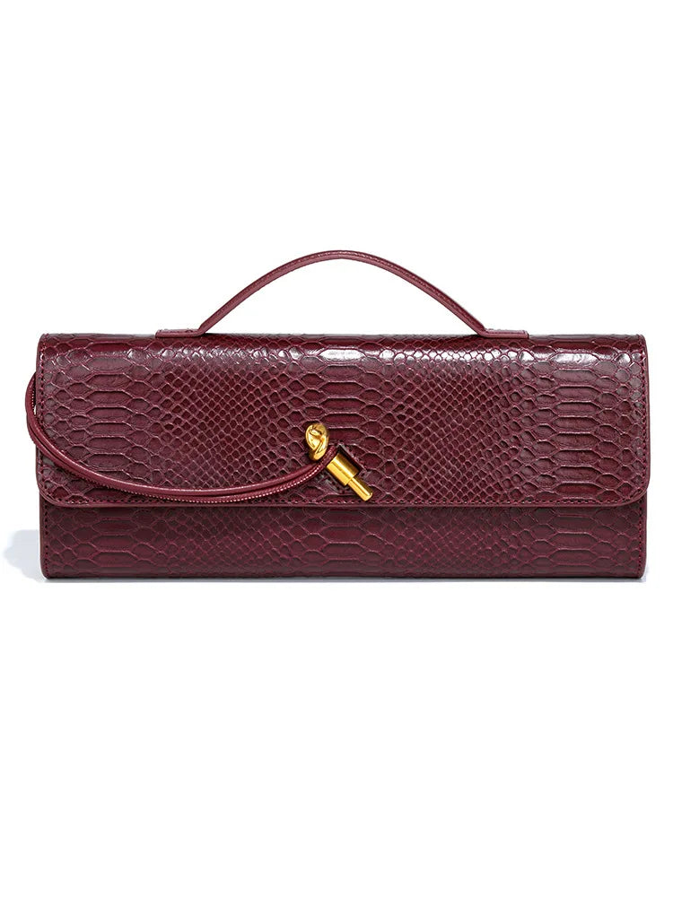 PU Leather Fashion Luxury Top-Handle Bag For Women Evening Handbag Long Purse Crocodile Pattern Crossbody Shoulder Bags