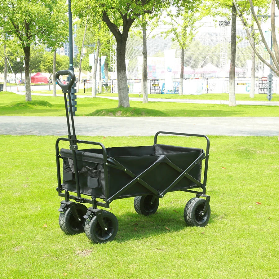 Heavy Duty Outdoor Folding Wagon Cart Large Capacity Collapsible Utility Trolley Portable for Garden Beach Camping