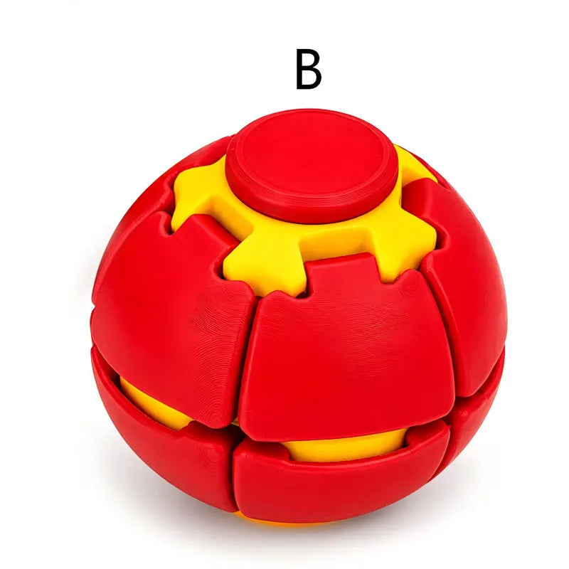 3D Printed Press-to-Spin Gear Fidget Ball Movable Spinner Anxiety Stress Relief Toy Creative Desktop Ornament Model & Gift