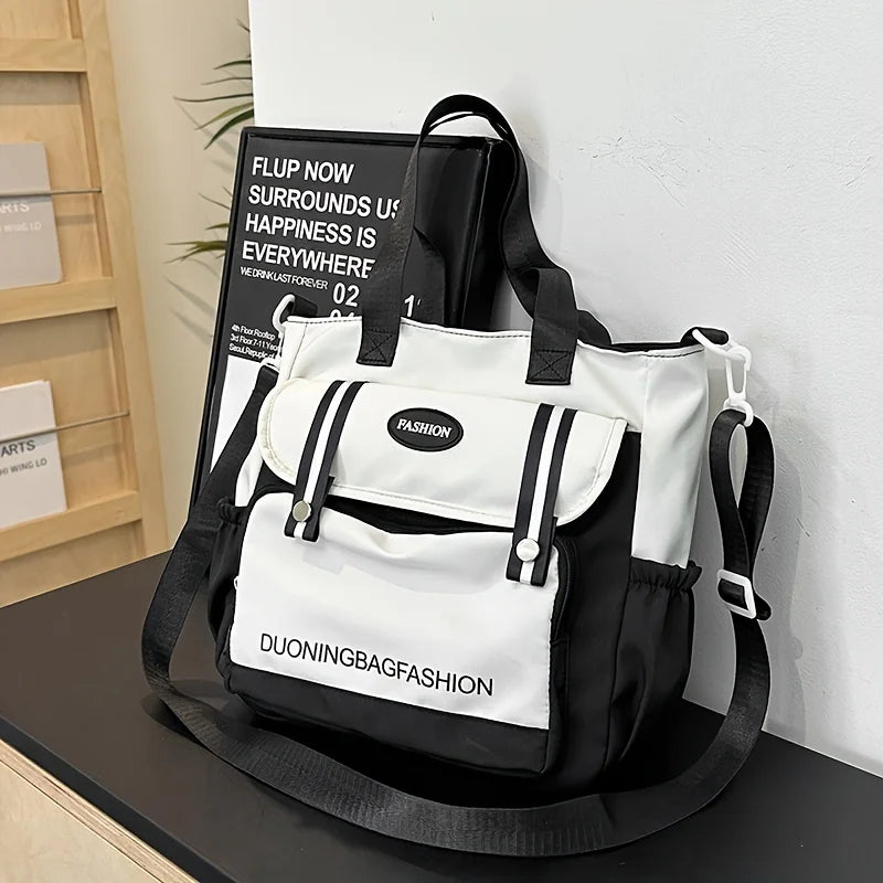 Korean Women's Bags Large Capacity Student Book Bag Unisex Shoulder Bag Multiple Pockets Crossbody Bag