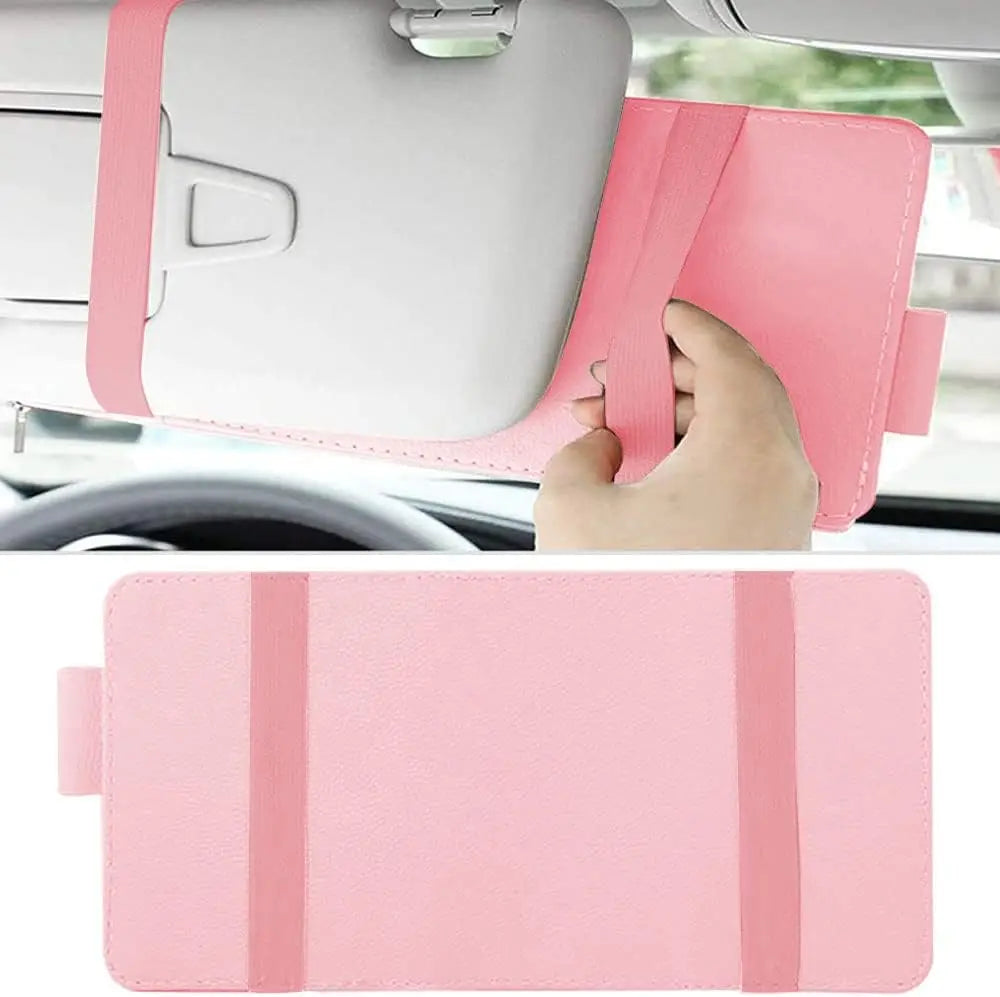 Car Visor Organizer, Auto Interior Accessories, Car Truck SUV Storage Pouch Holder, with Multi-Pocket Net Zipper