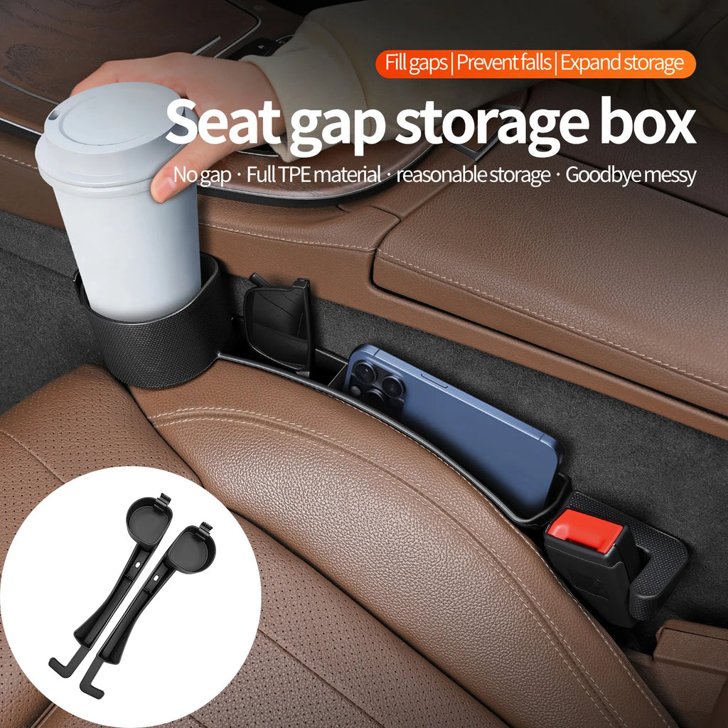 Upgrade Car Seat Gap Filler Organizer Car Side Seat Gap Filler with Cup Holder and Hook 2 Pack Auto Storage Interior Accessories