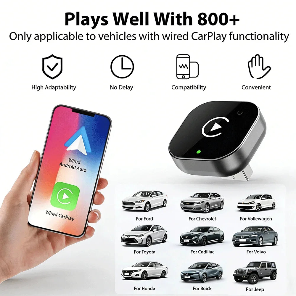 2in1 Wireless CarPlay Dongle with Android Auto Adapter AI Smart Box Car Intelligent System for Cars with Wired CarPlay