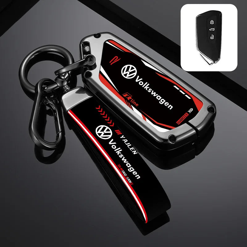 Cup Holders Zinc Alloy Car Smart Remote Key Case Full Cover Shell For VW Volkswagen Golf 8 MK8 ID.3 ID.4 Protector Keychain Auto