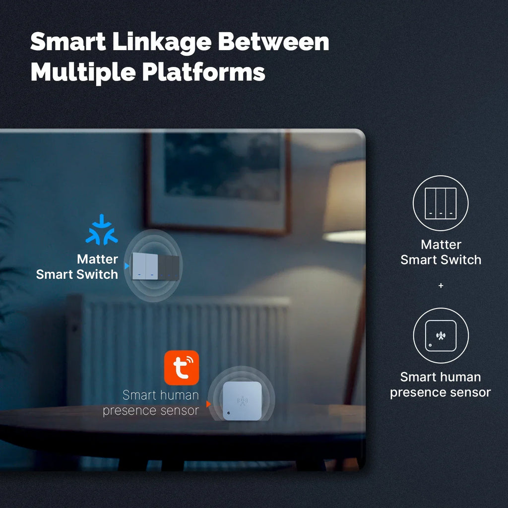MOES Matter Tuya WiFi Smart Light Button Switch EU Verison Remote Control Work With Alexa Google Home Apple Homekit Smartthings