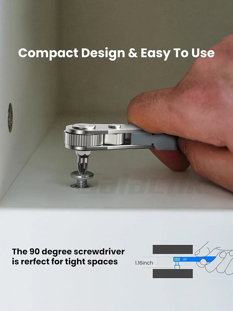 24 in 1 Right Angle Ratcheting Screwdriver Set 36-Tooth Mini Ratchet Socket Sleeve Wrench Set Car Repair Tool Hand Tools Key Set