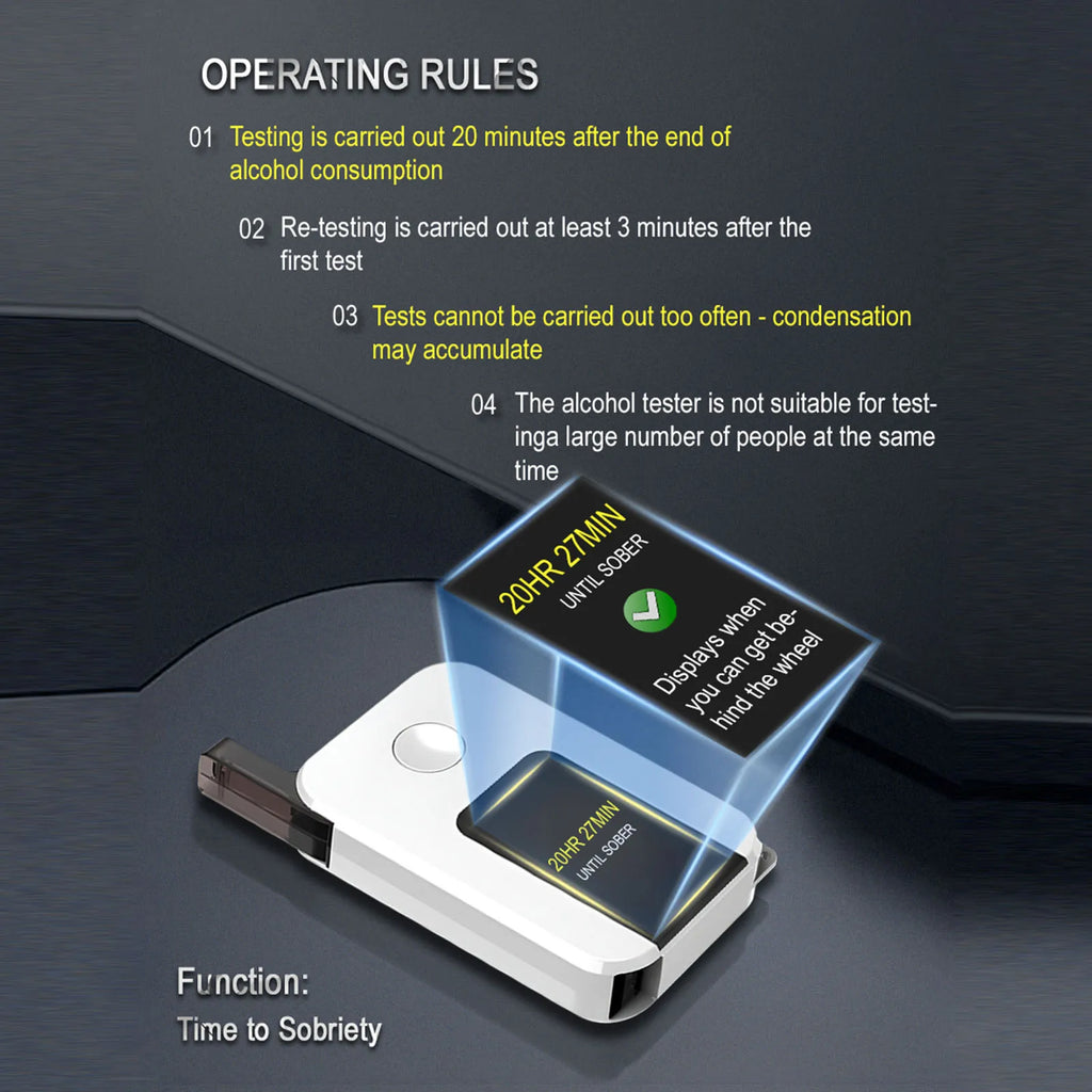 Portable Digital Alcohol Breath Tester Fuel Cell Sensor Alcohol Detector Meter Electrochemical Alcoholmeter For Drunk Driving