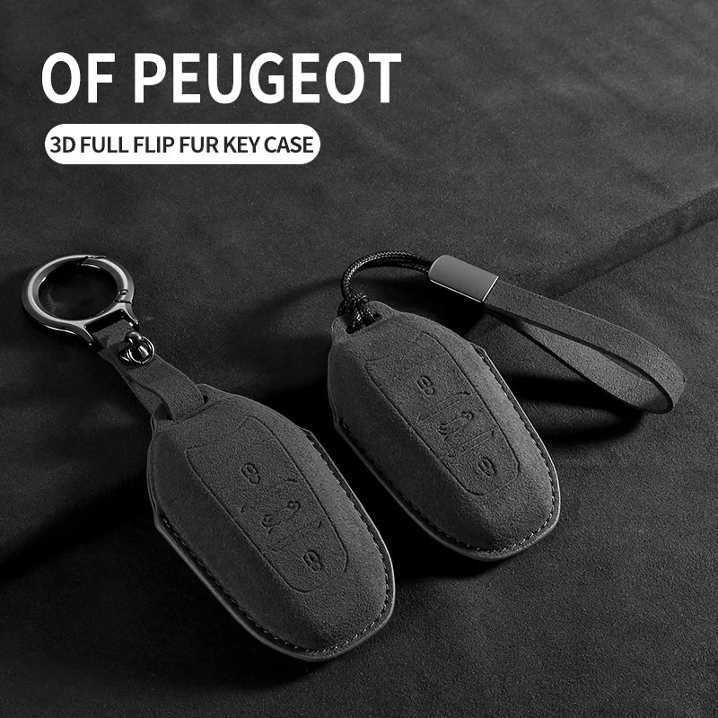 Leather Car Key Case Cover For Peugeot 308 408 508 Citroen C4L C6 C3-XR Picasso DS3 DS4 DS5 Shell Keychain For Peugeot