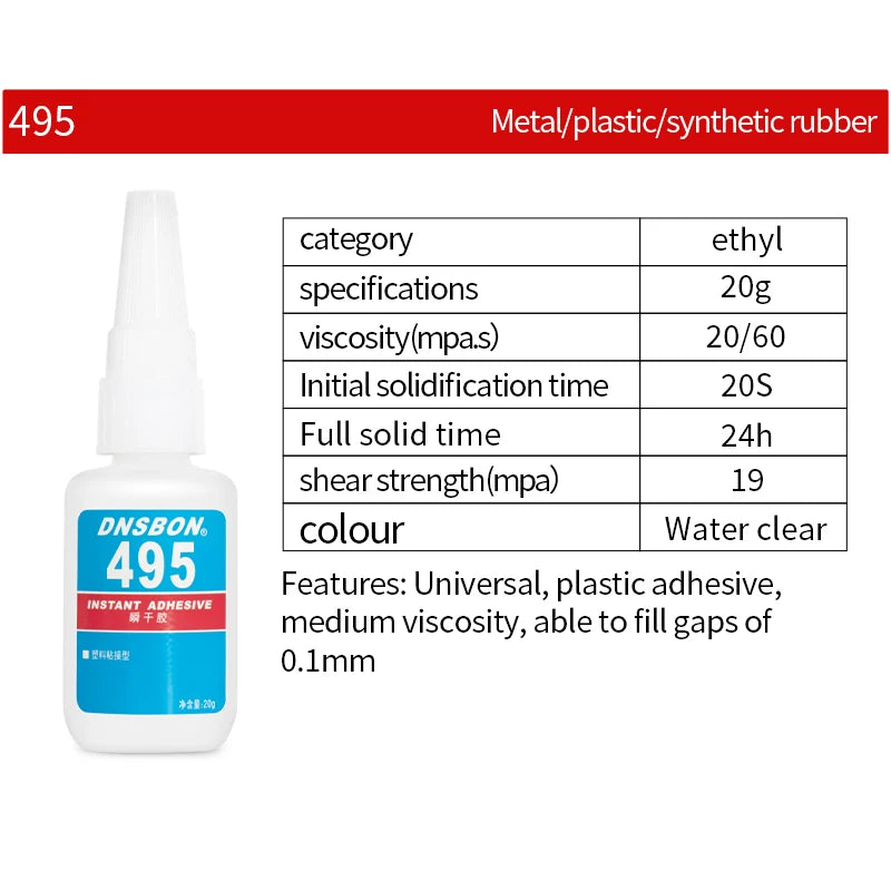 Brand-new Upgraded Instant Adhesive 401/ 403/ 406/ 454/ 460/ 480/ 495/ 496 Super Glue Extra Strong Multi-purpose Cyanoacrylate