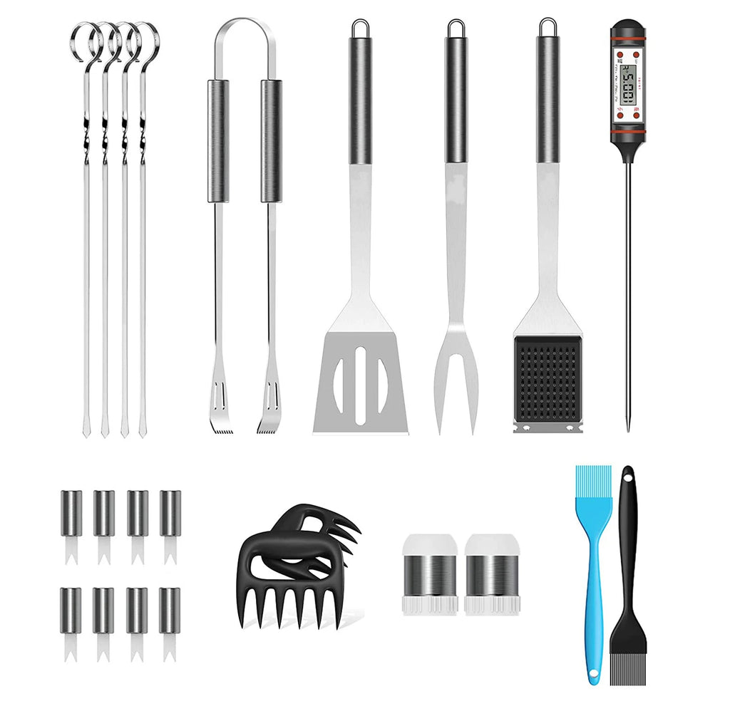 39 Pcs Outdoor BBQ Grill Accessories Tool Sets with Apron & Oxford Cloth Case Stainless Steel Stick Tools for Camping & Kitchen