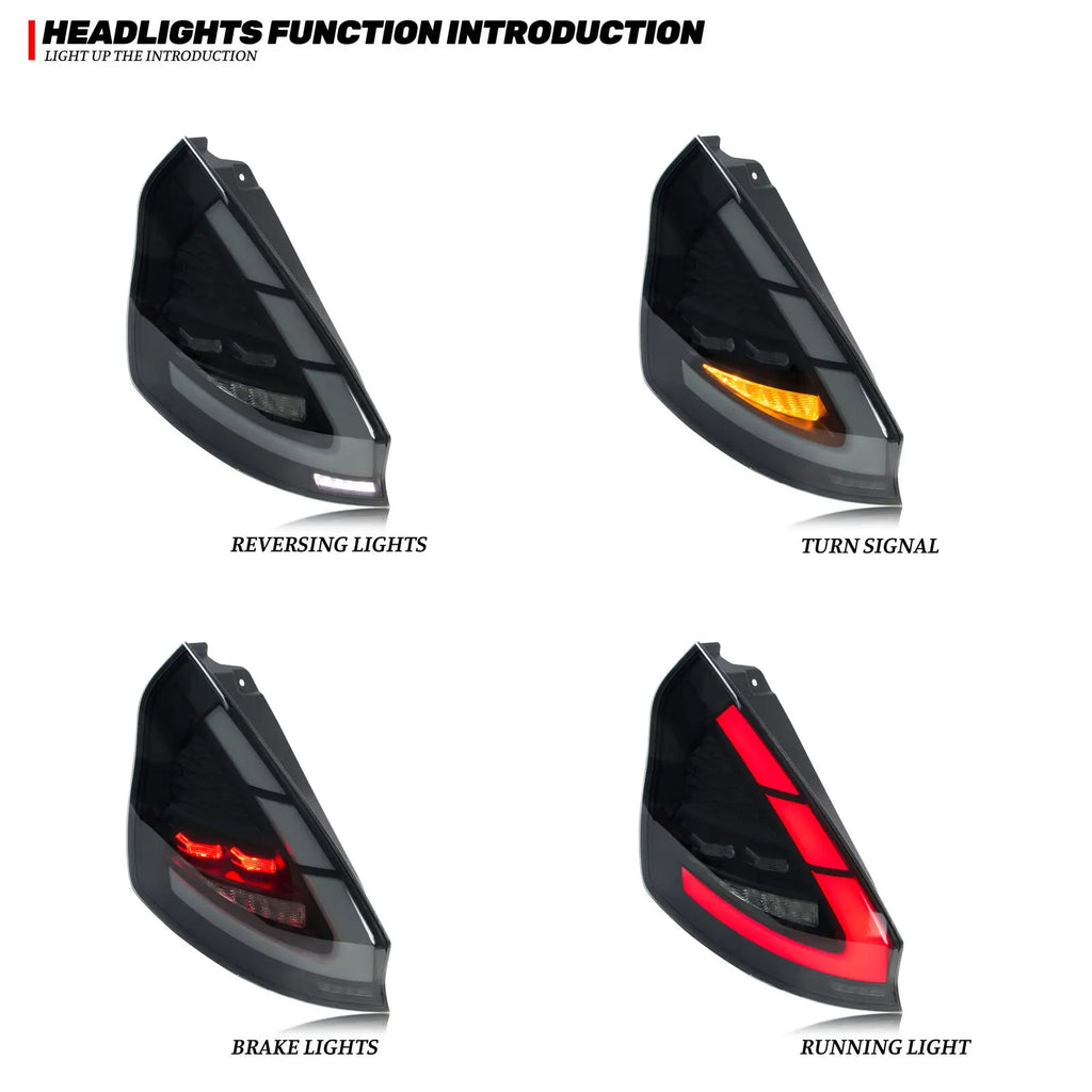 LED Tail Lights for Ford Fiesta MK7 MK7.5 V 2008-2020 Start-up Animation Sequential Turn Signal Rear Lamps Assembly