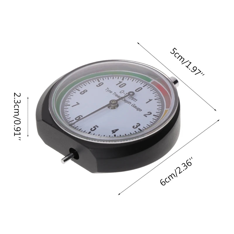 Tire Tread Depth Gauge Dial Type Tire Tread Depth Gauge Professional for Motorcycle Car Truck & Bus Easy Reading Dial