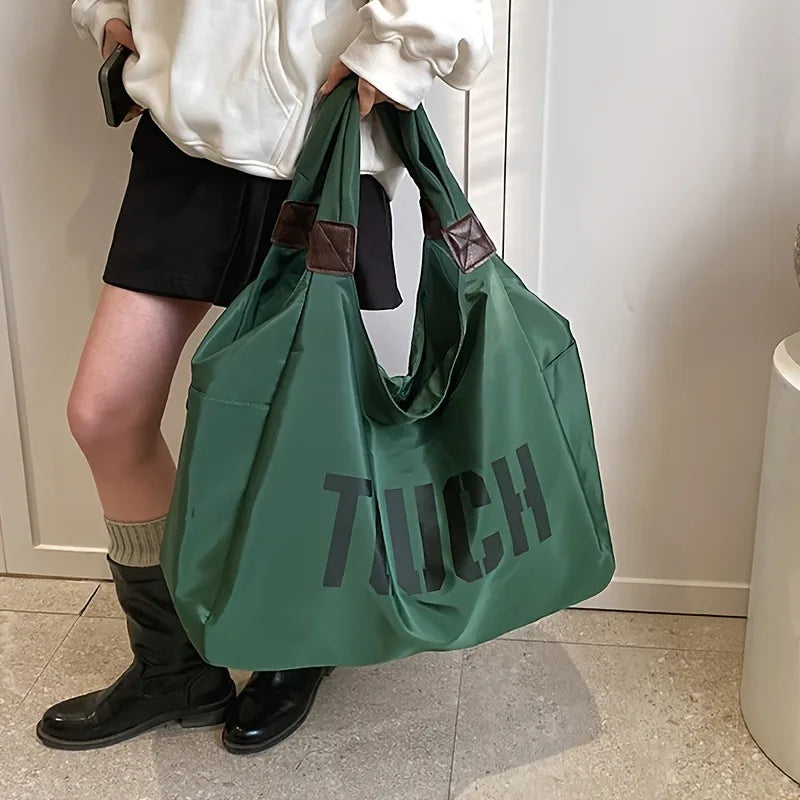 Large Capacity Minimalist Travel Shoulder Bags, Korean Style Letter Printed Men's Handbag, Fashionable and Versatile Women's Bag