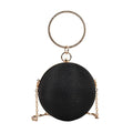 Luxury Circular Evening Bag Gold Bright Silk Rhinestone Decorative Chain Banquet Clutch Handbags Women Female
