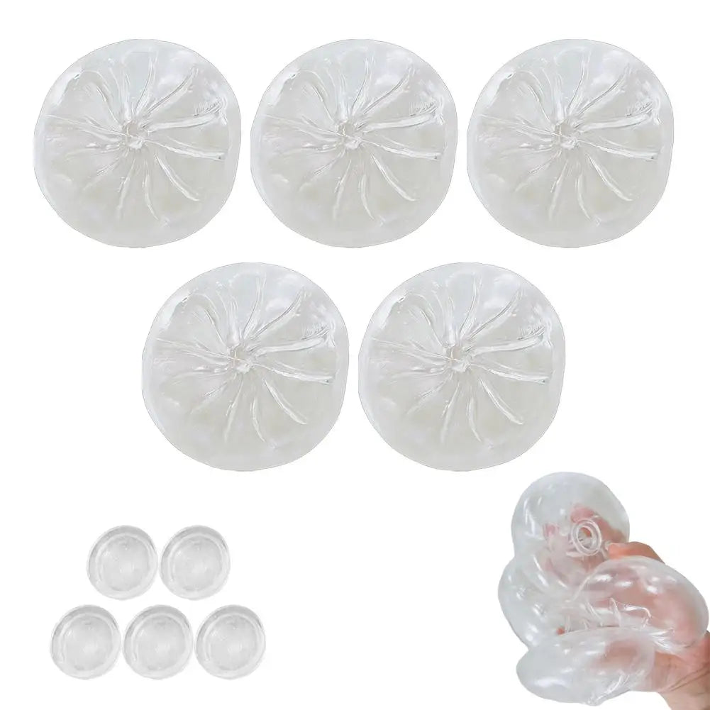 1/5Pcs DIY Hollow Steamed Bun Squishy Shell Clear Crystal Skin Squeeze Toy Component, Reusable Empty Food Toy Cover for Handmade