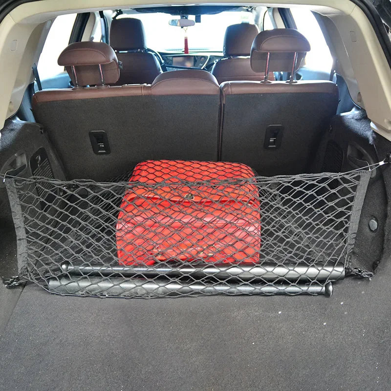 Car Back Rear Organizer Net Seat Elastic String Magic Sticker Universal Storage Pocket Bag Auto Car Trunk Organizer Wholesale