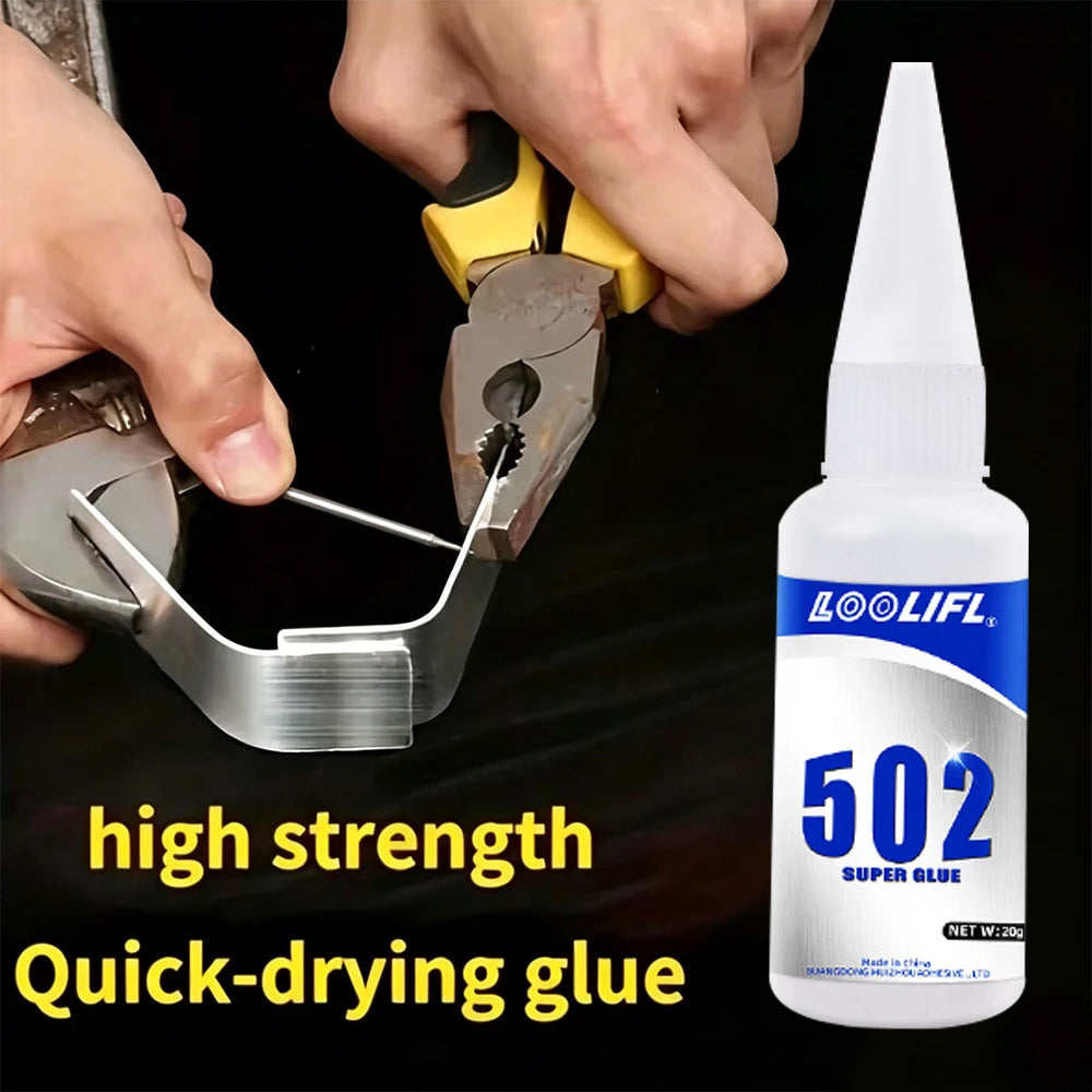 Loolifl 502 Super Glue Strong Adhesive Instant Quick Dry Glue for Ceramic Metal Leather Plastic Wood Multi-Purpose Repair Glue