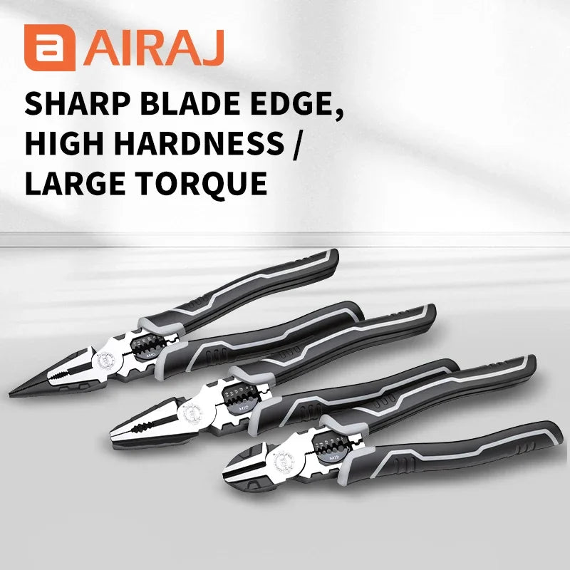 AIRAJ 3 PCS Multifunctional Electrician Wire Pliers Heavy Duty Alloy Wire Cutters Diagonal Needle Nose Pliers Hardware Tools