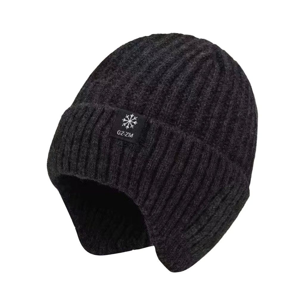 Men's Winter Knitted Warm Hats Soft Stretch Ear Protection Thickened Knitted Wool Cap Beanie Suitable For Cold Weather