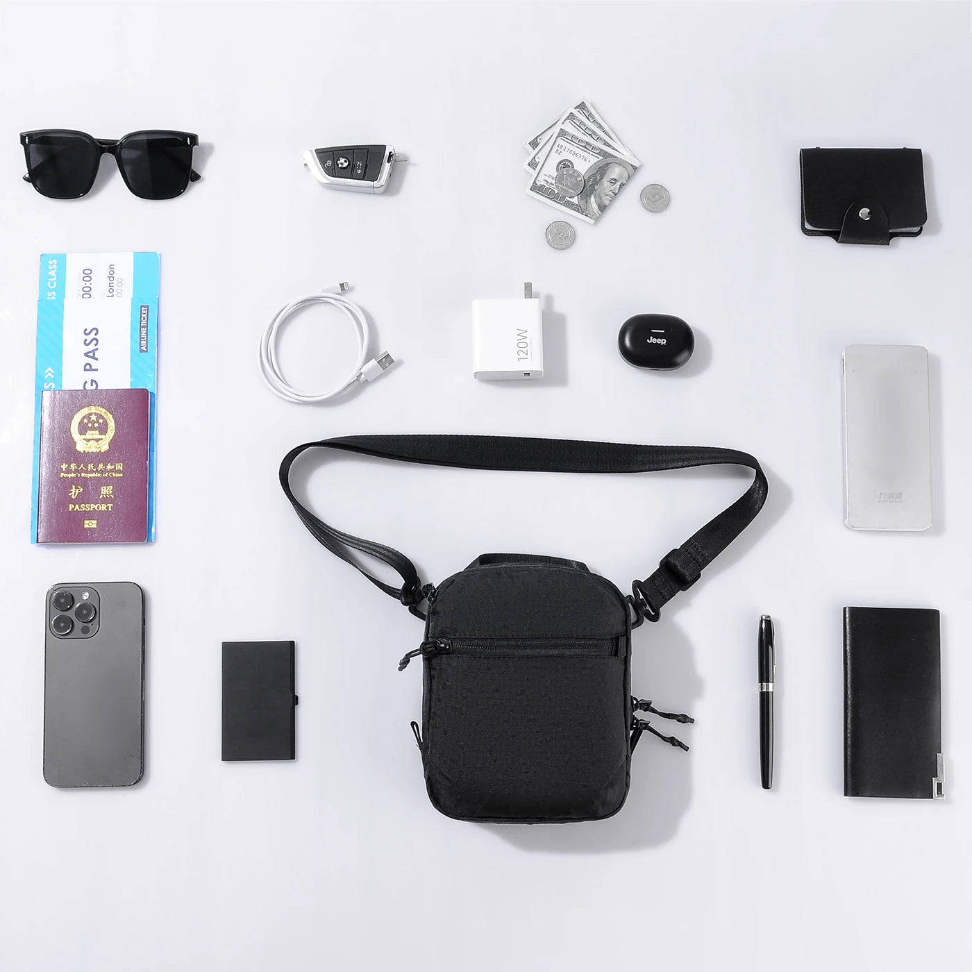 Xpac Outdoor Waterproof Wear Resistant Crossbody Bag Travel RFID Anti-Theft Mobile Phone Bag Multifunctional Single Shoulder Bag