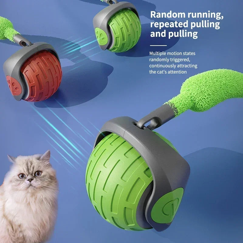 Speedy Tail 2.0 Automatic Cat Toy Ball, Interactive Moving Tail for Indoor Cats/Dogs with Replaceable Tail, Smart Pet Play